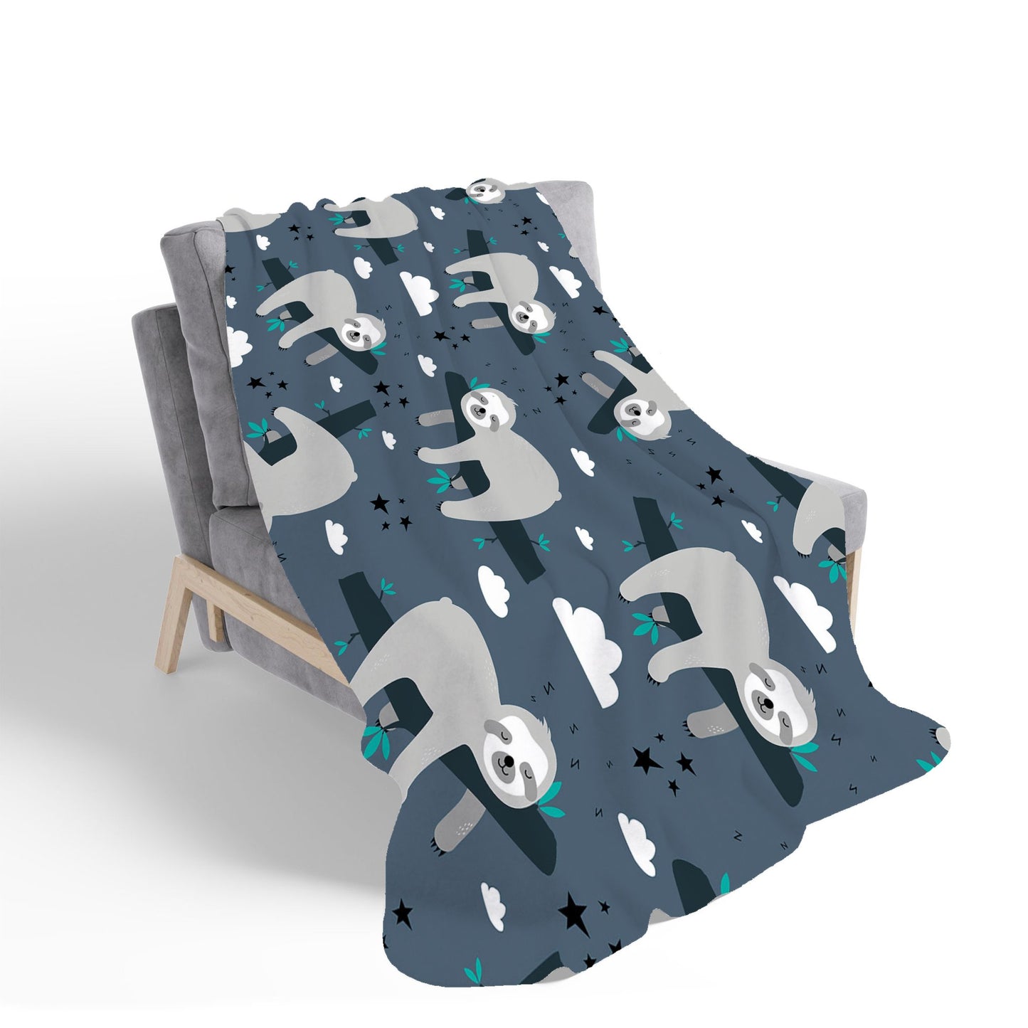 Sleeping Sloth Pattern Sherpa Blanket