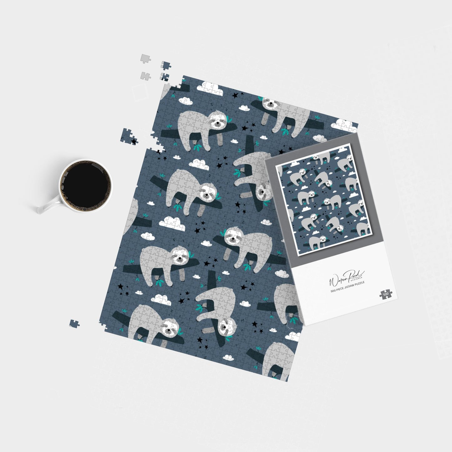Sleeping Sloth Pattern Jigsaw Puzzle