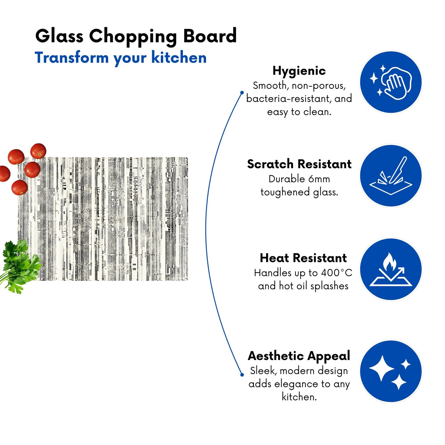 Washed Out Canvas Pattern Glass Chopping Board