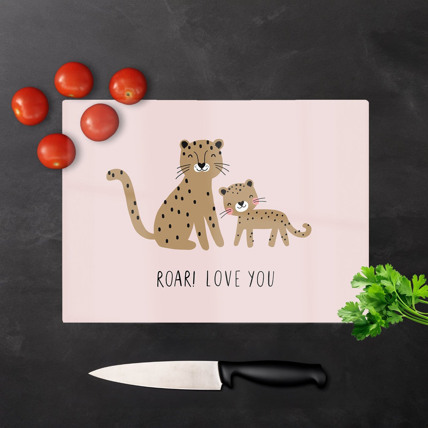Roar Love You Glass Chopping Board