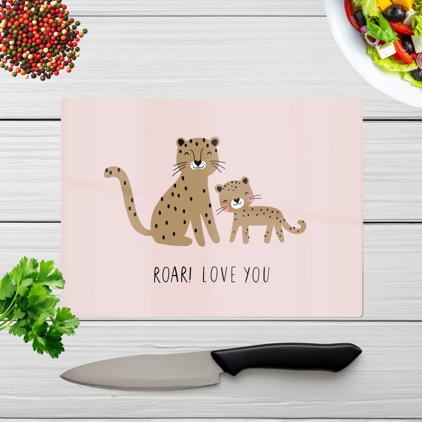 Roar Love You Glass Chopping Board