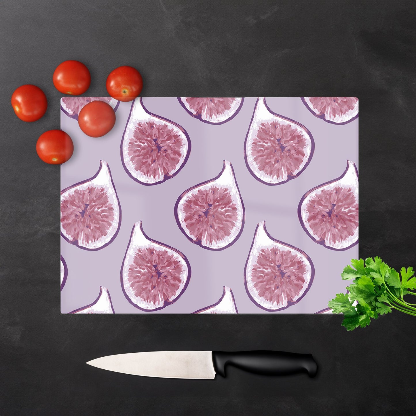 Modern Fig Pattern Glass Chopping Board