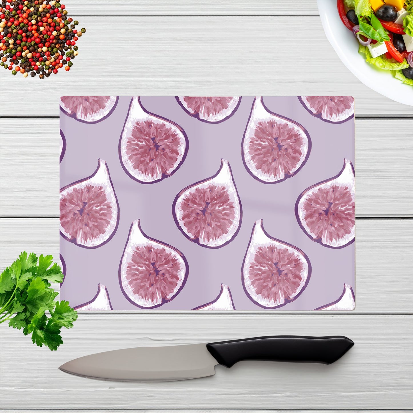 Modern Fig Pattern Glass Chopping Board