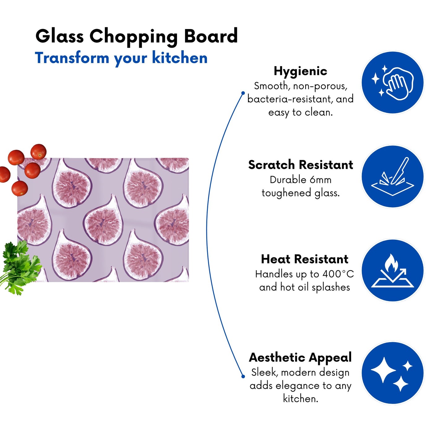 Modern Fig Pattern Glass Chopping Board