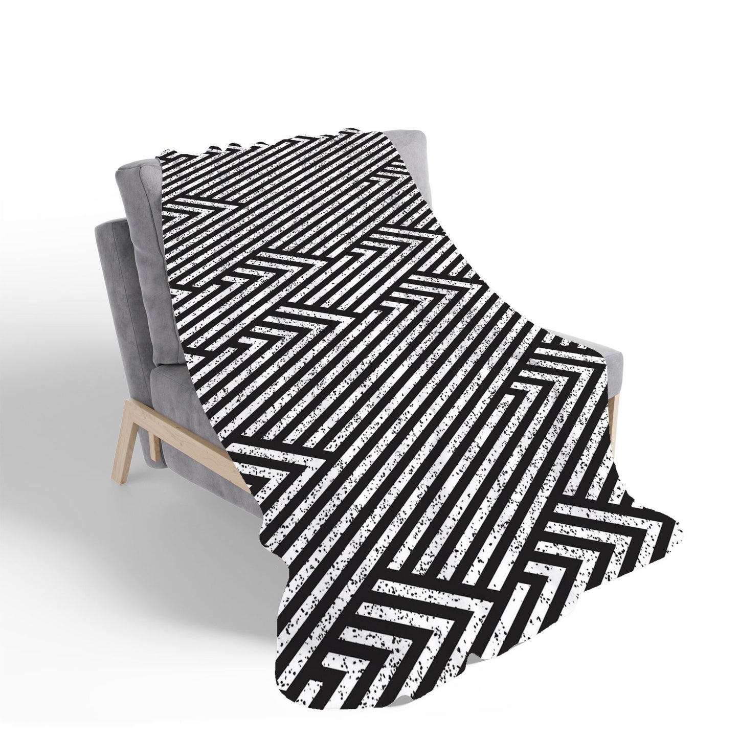 Oblique Black Grunge Pattern Sherpa Blanket