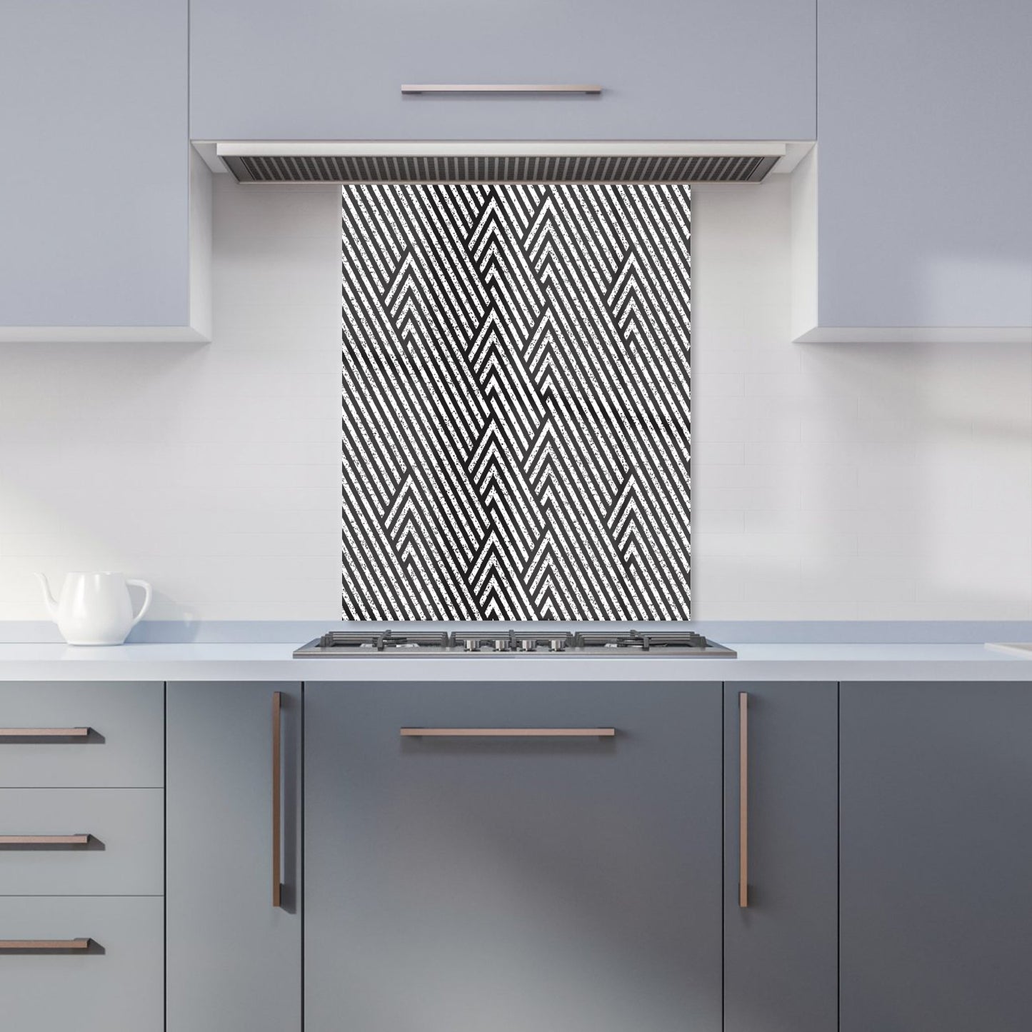 Oblique Black Grunge Pattern Kitchen Splashback