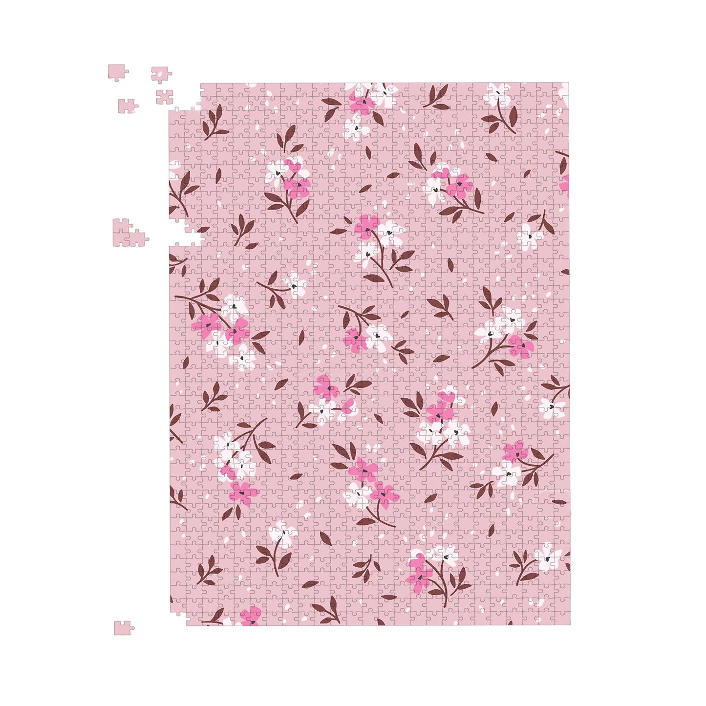 Pretty Pink Flower Pattern Jigsaw Puzzle