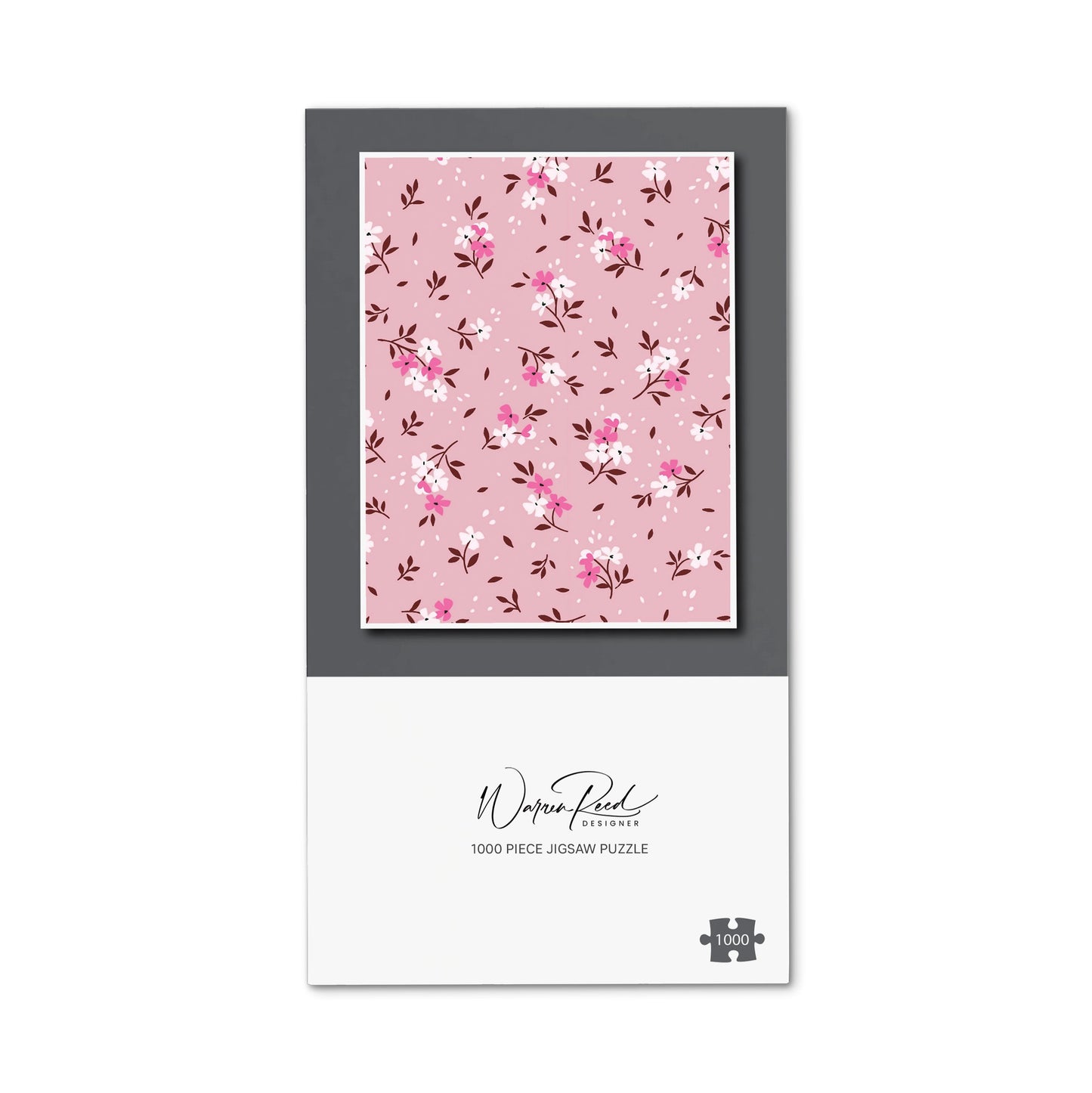 Pretty Pink Flower Pattern Jigsaw Puzzle