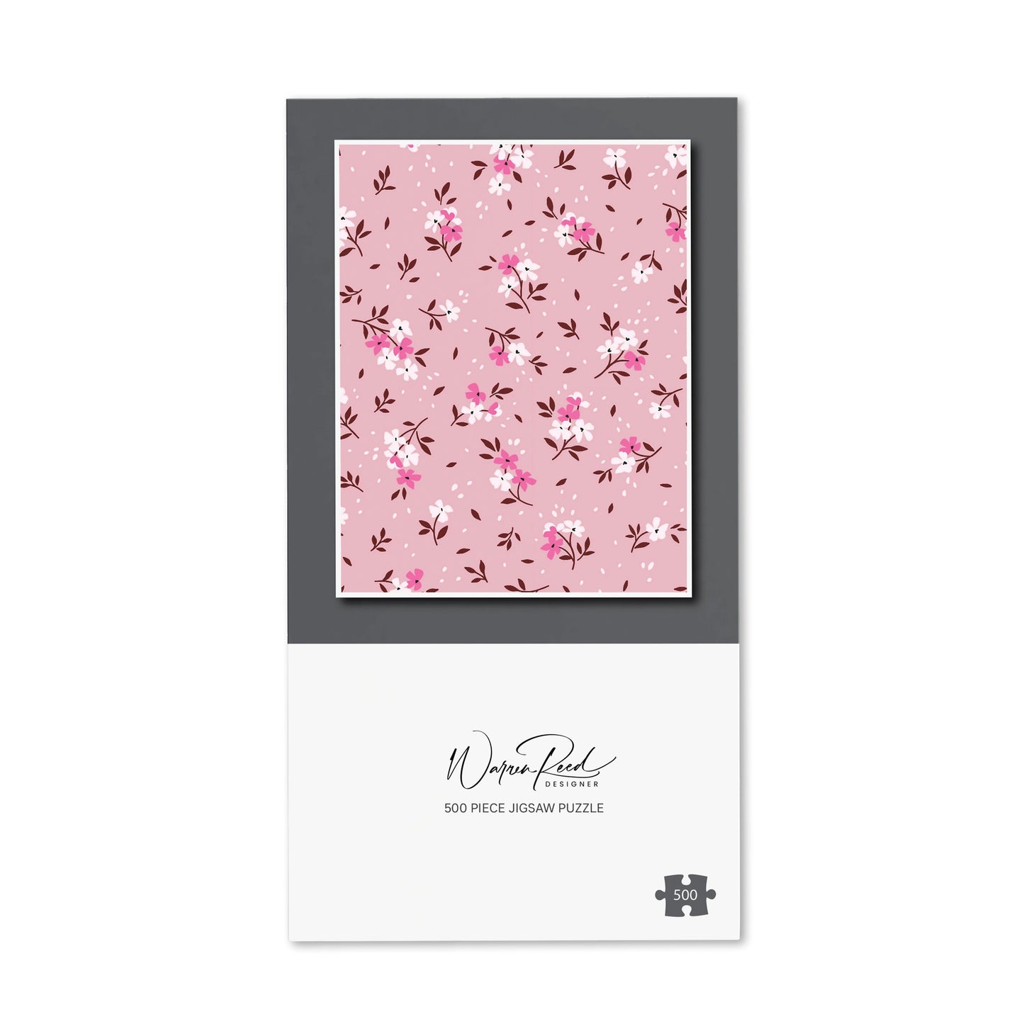 Pretty Pink Flower Pattern Jigsaw Puzzle