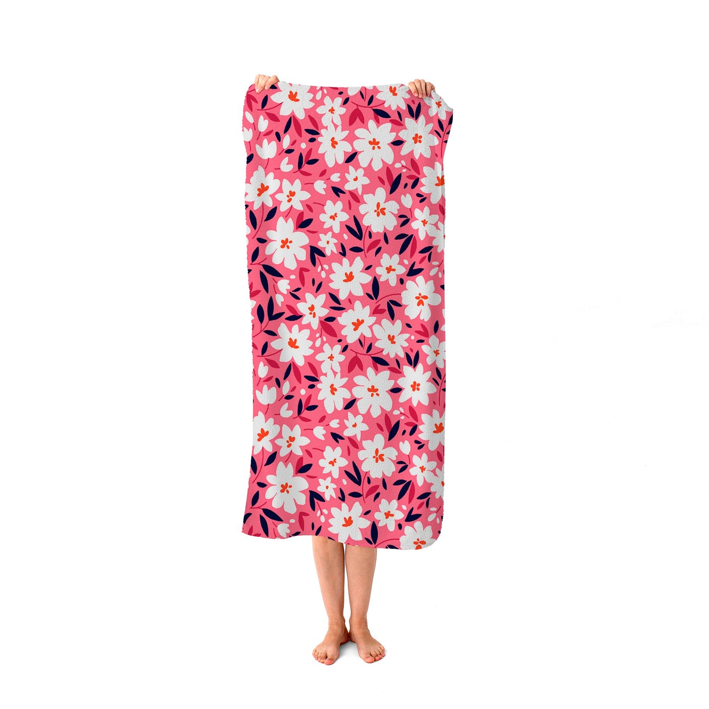 Small Cute White Flower Pattern Beach Towel