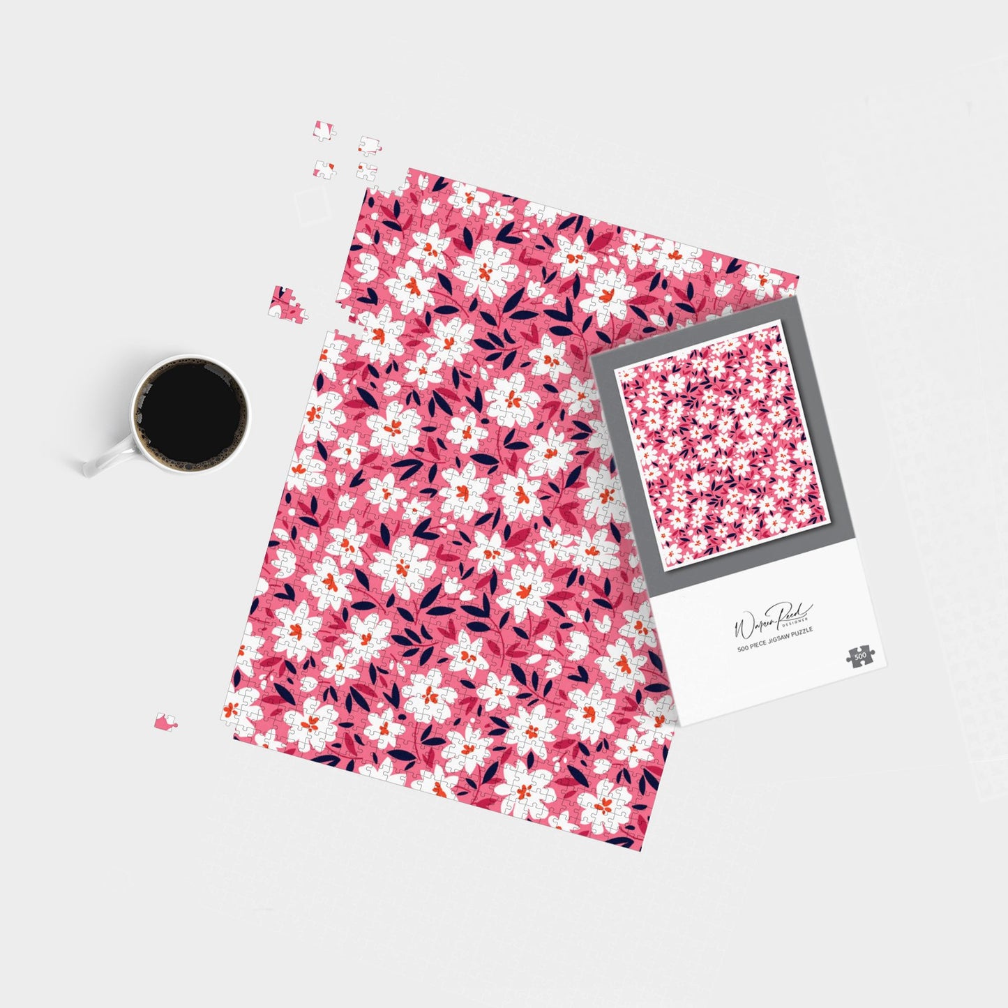 Small Cute White Flower Pattern Jigsaw Puzzle