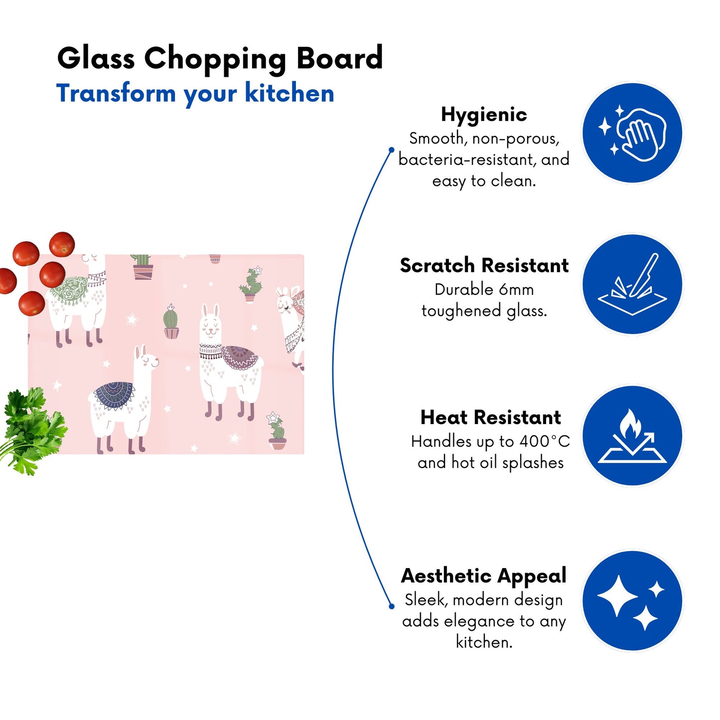 Happy Lama Glass Chopping Board