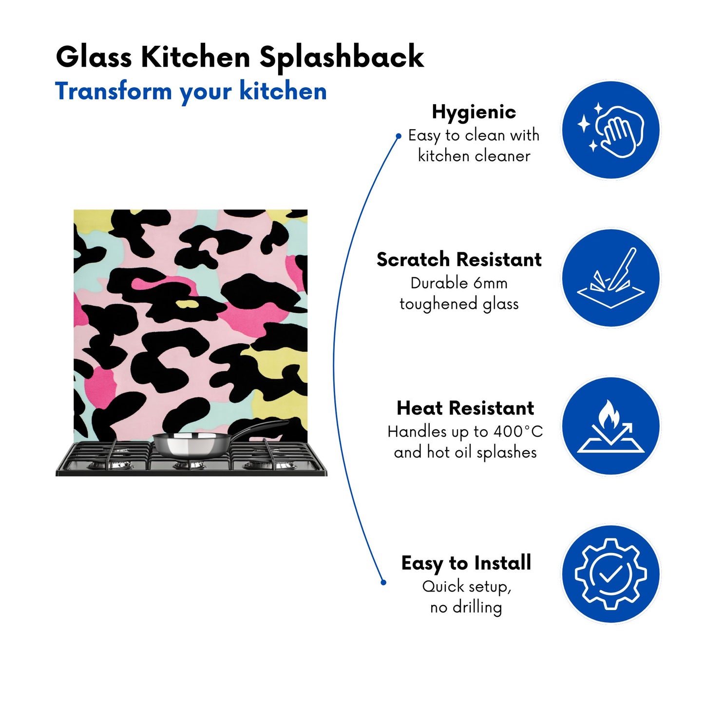 Colourful Leopard Print Kitchen Splashback
