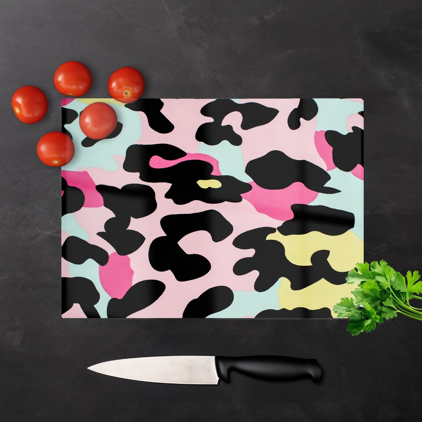 Colourful Leopard Print Glass Chopping Board