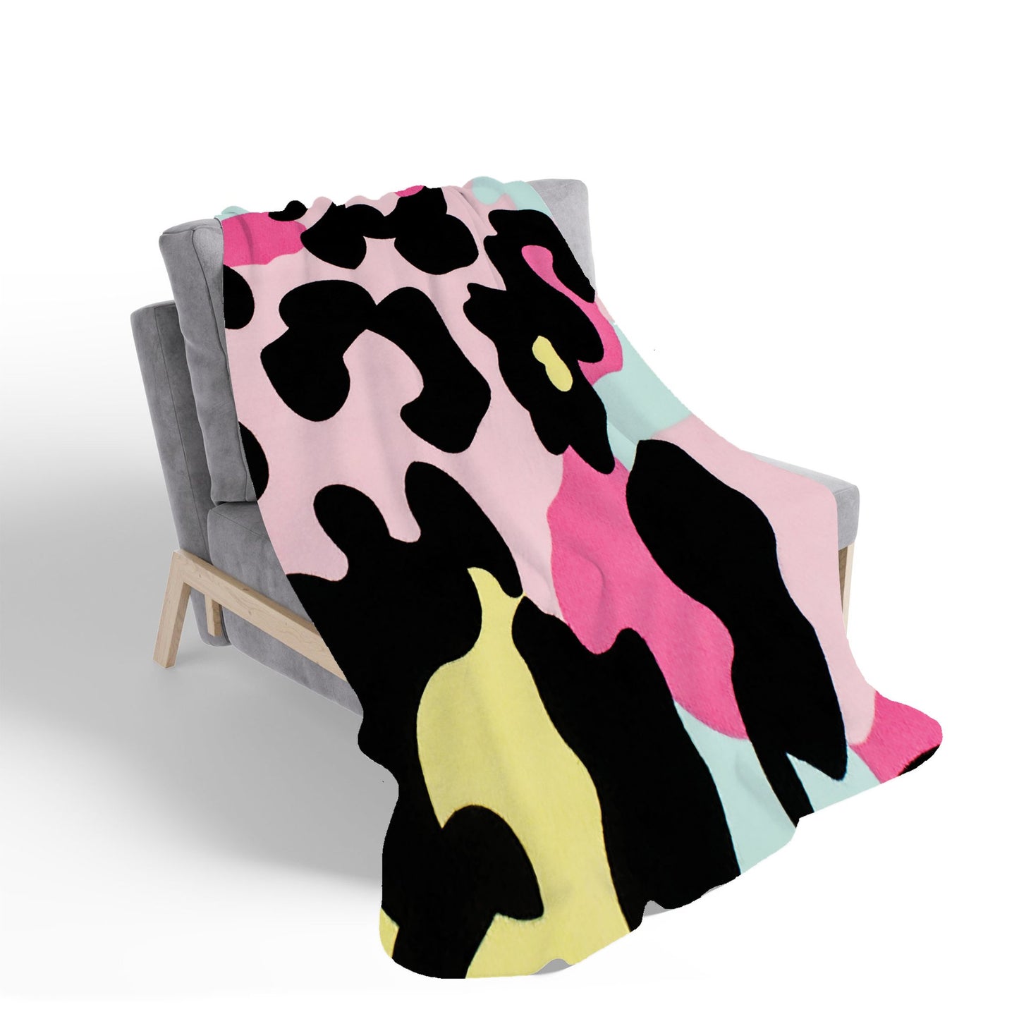 Colourful Leopard Print Sherpa Blanket