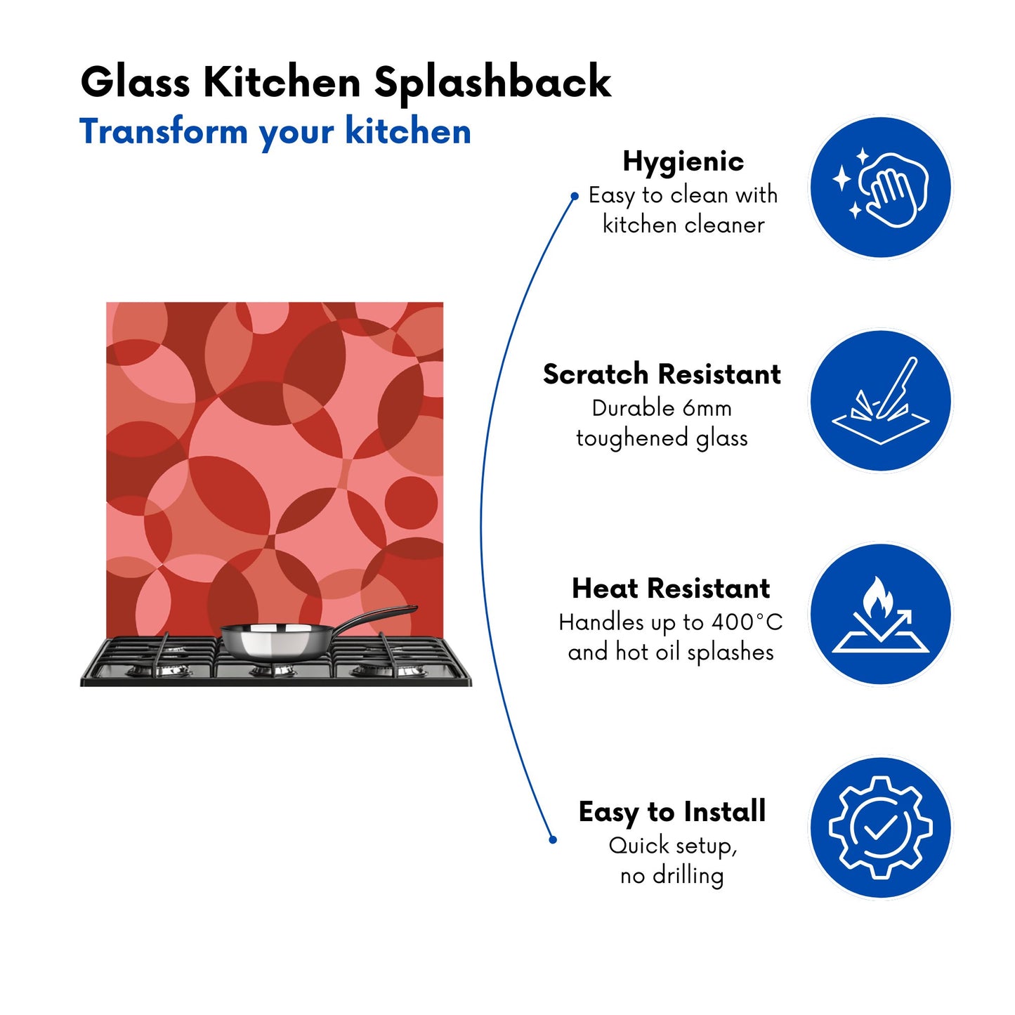 Red Circle Pattern Kitchen Splashback