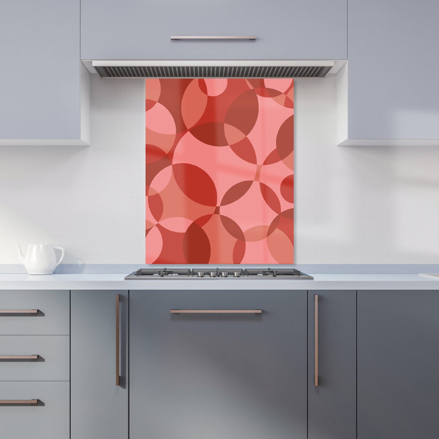 Red Circle Pattern Kitchen Splashback
