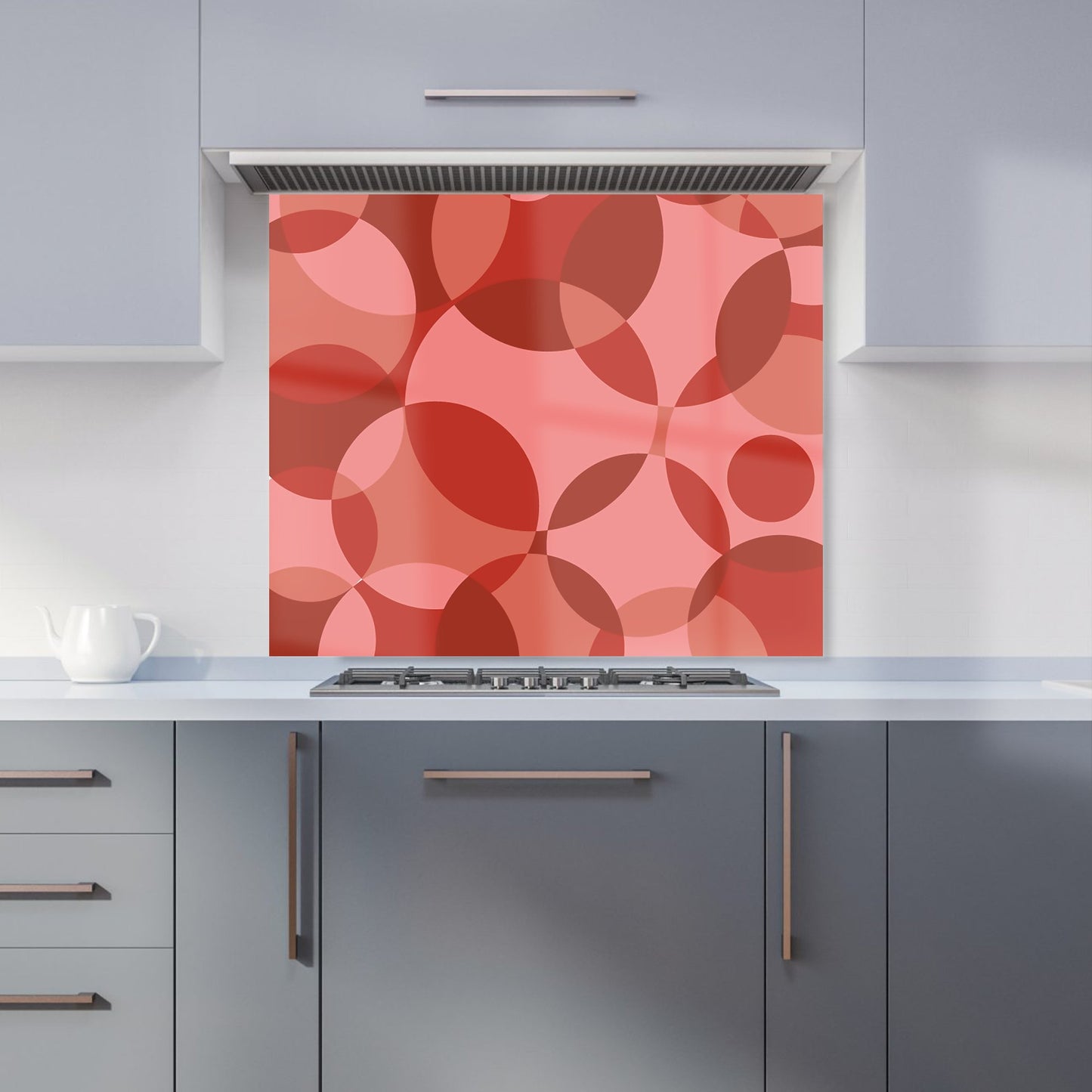 Red Circle Pattern Kitchen Splashback