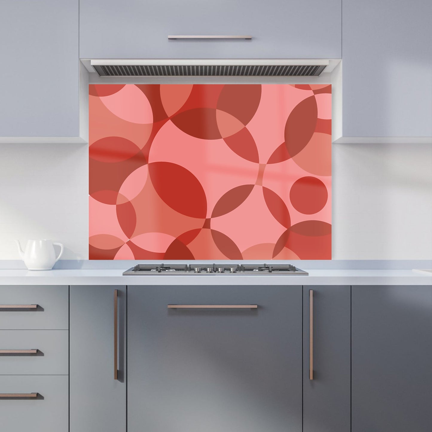 Red Circle Pattern Kitchen Splashback