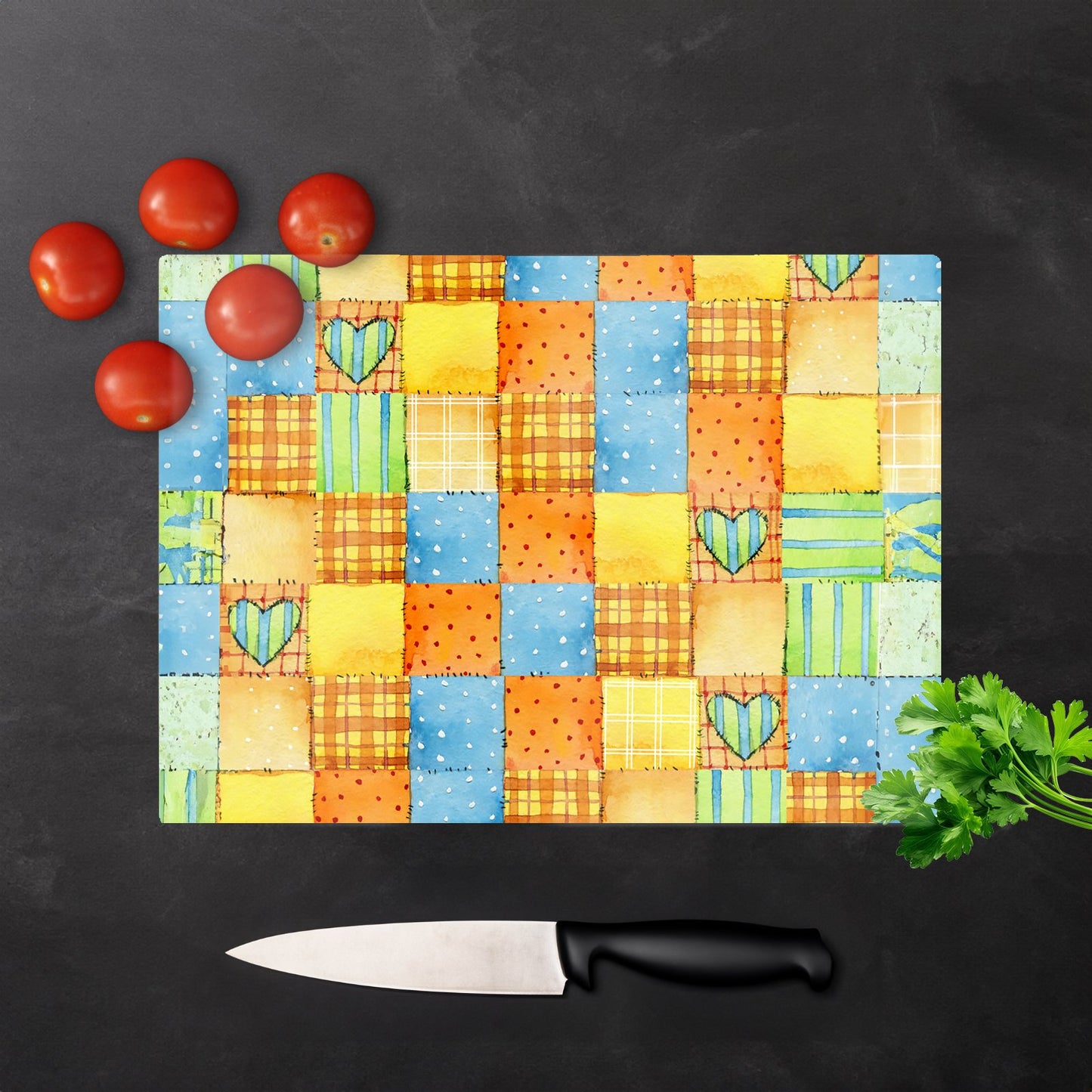 Baby Watercolour Blanket Pattern Glass Chopping Board