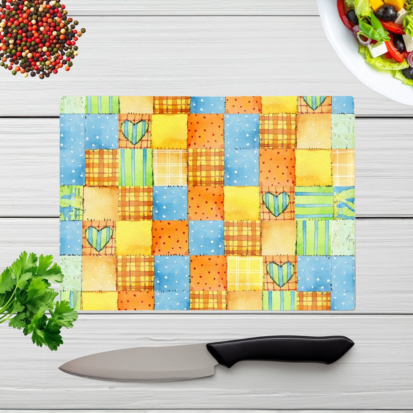 Baby Watercolour Blanket Pattern Glass Chopping Board