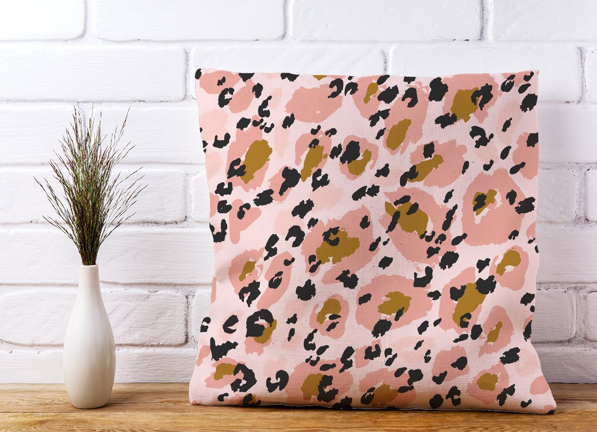 Hand Drawn Pink Leopard Print Cushions