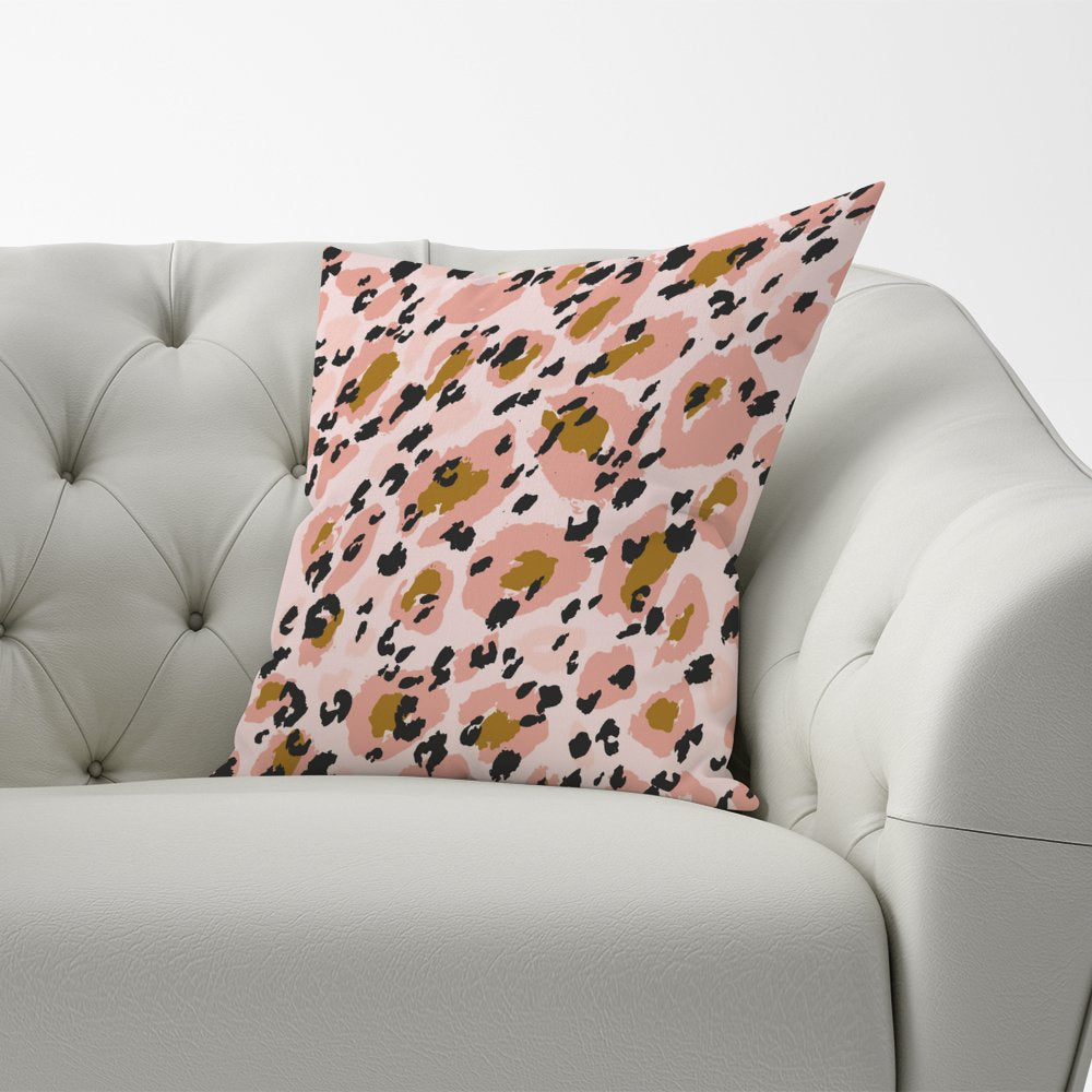 Hand Drawn Pink Leopard Print Cushions