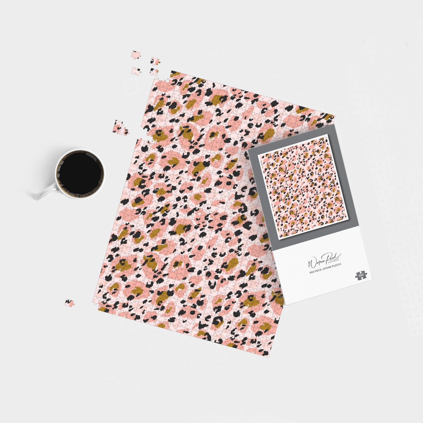 Hand Drawn Pink Leopard Print Jigsaw Puzzle
