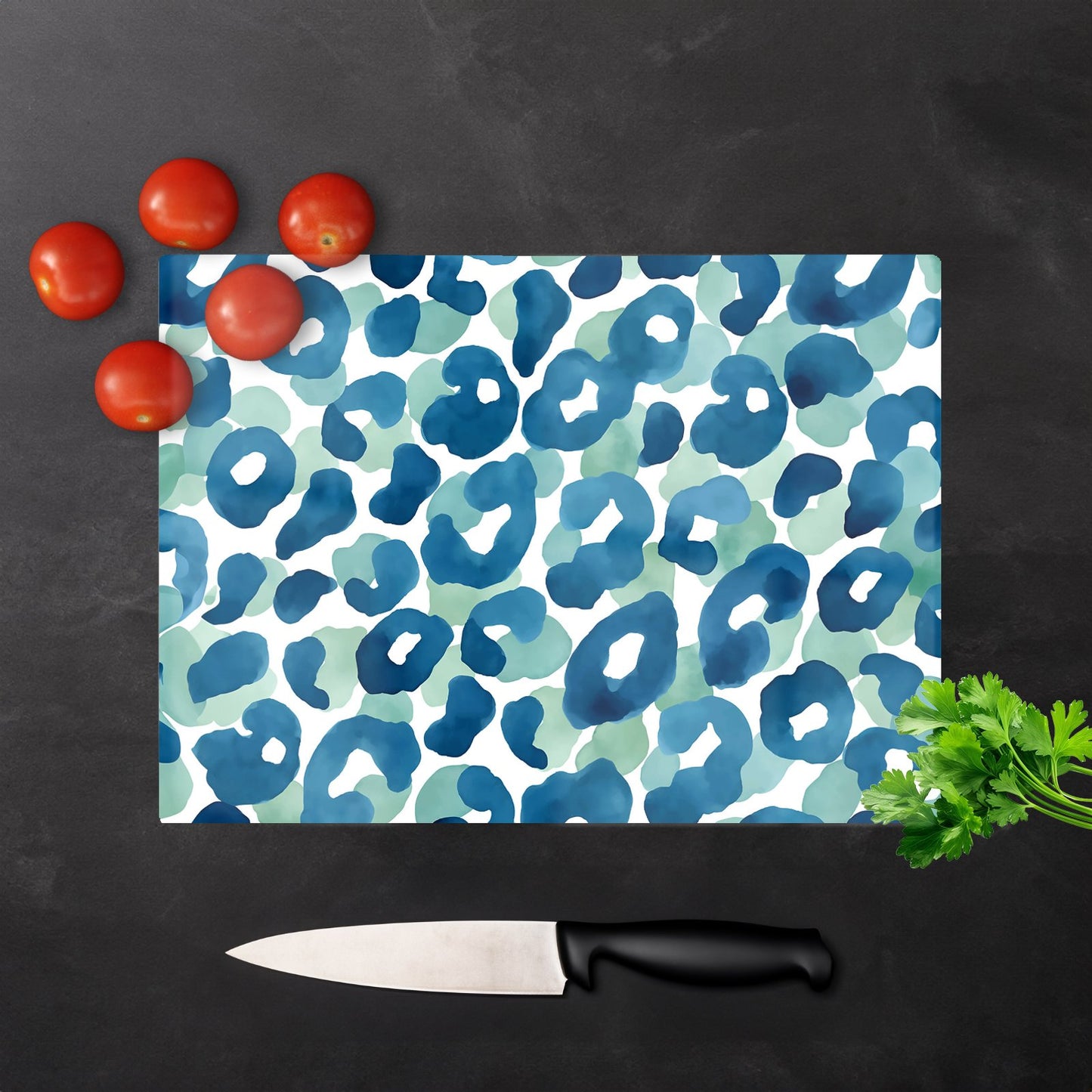 Watercolour Leopard Print Glass Chopping Board