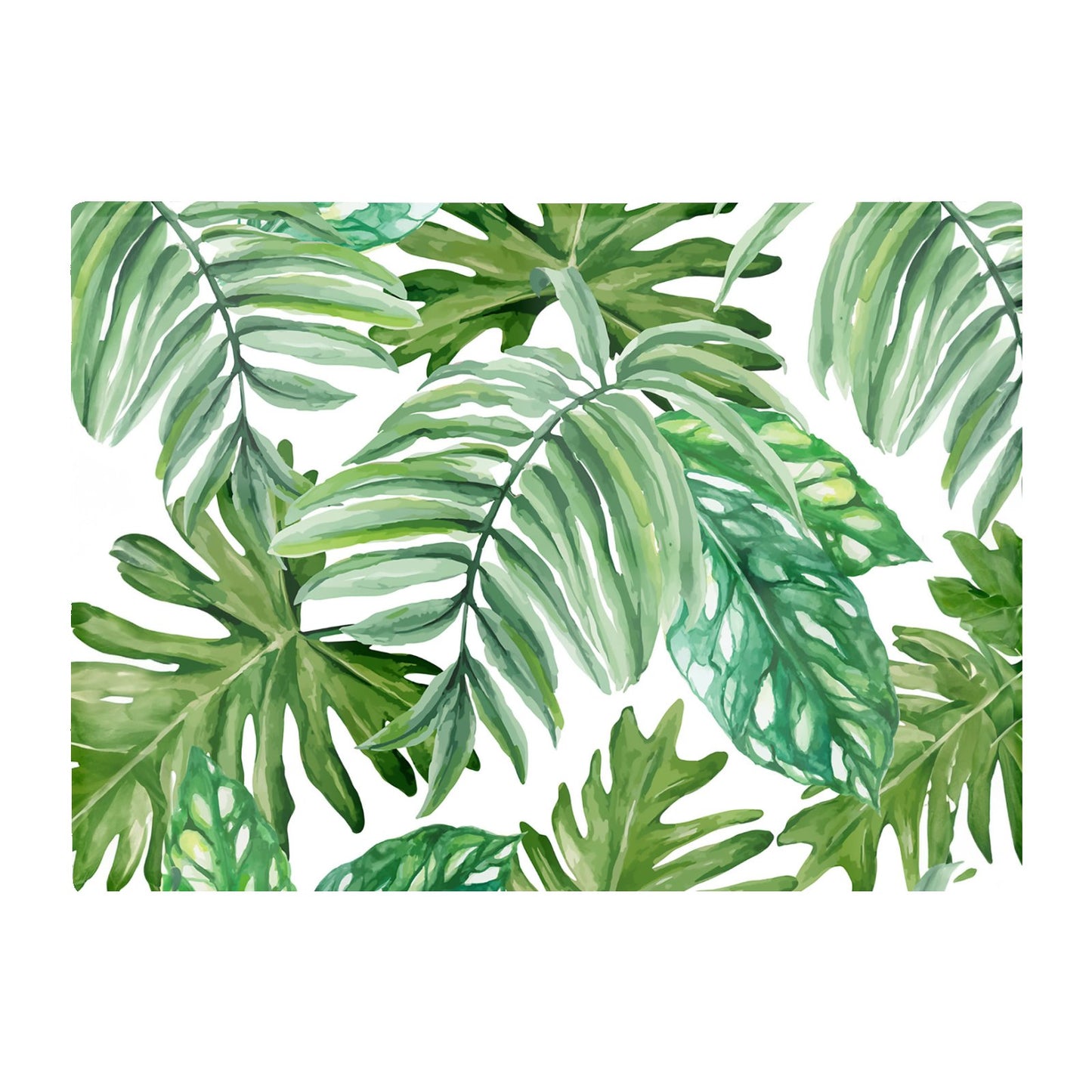 Exotic Rainforest Leaves Glass Chopping Board