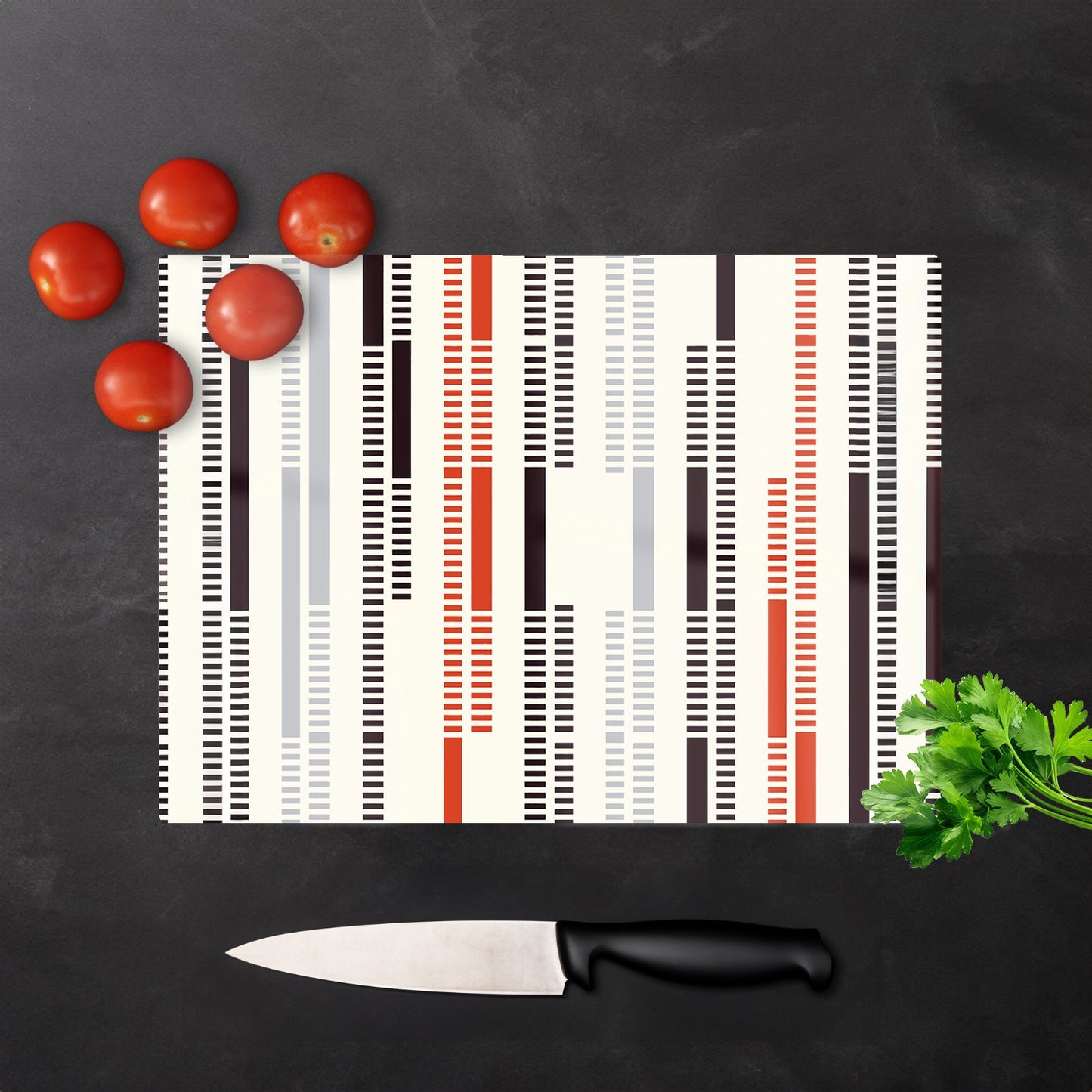 Dashed Stroke Pattern Glass Chopping Board