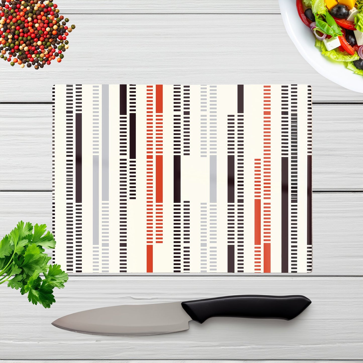 Dashed Stroke Pattern Glass Chopping Board