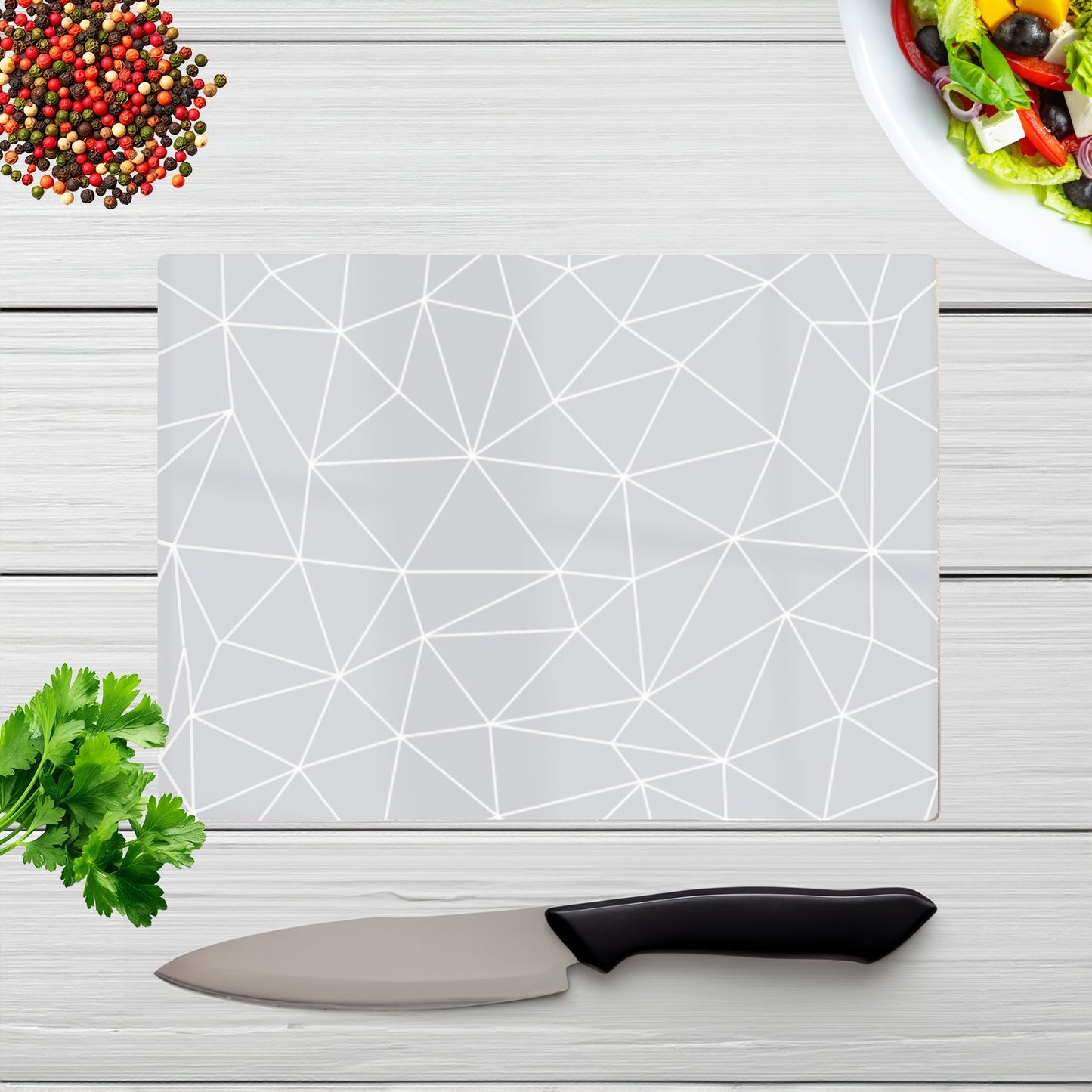 Geometric Triangle Pattern Glass Chopping Board