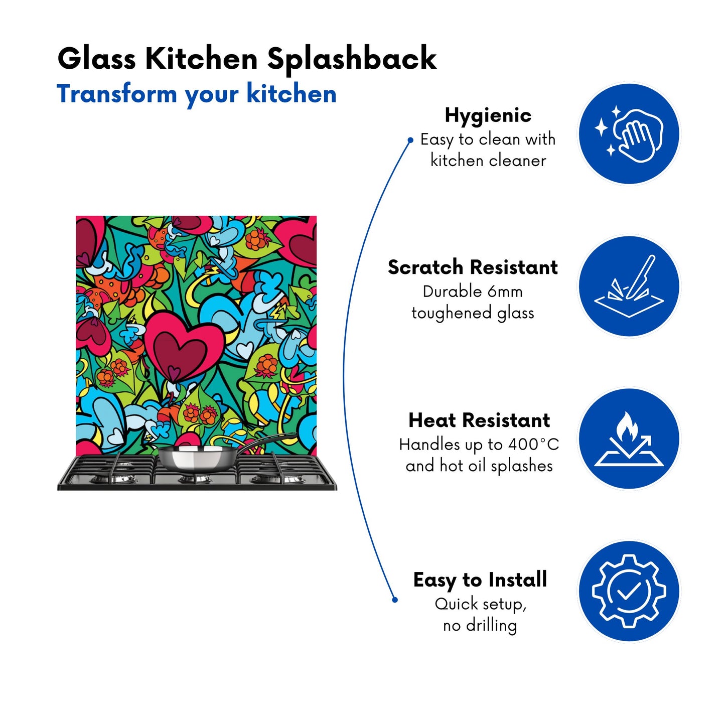 Hippie Psychedelic Pattern Kitchen Splashback