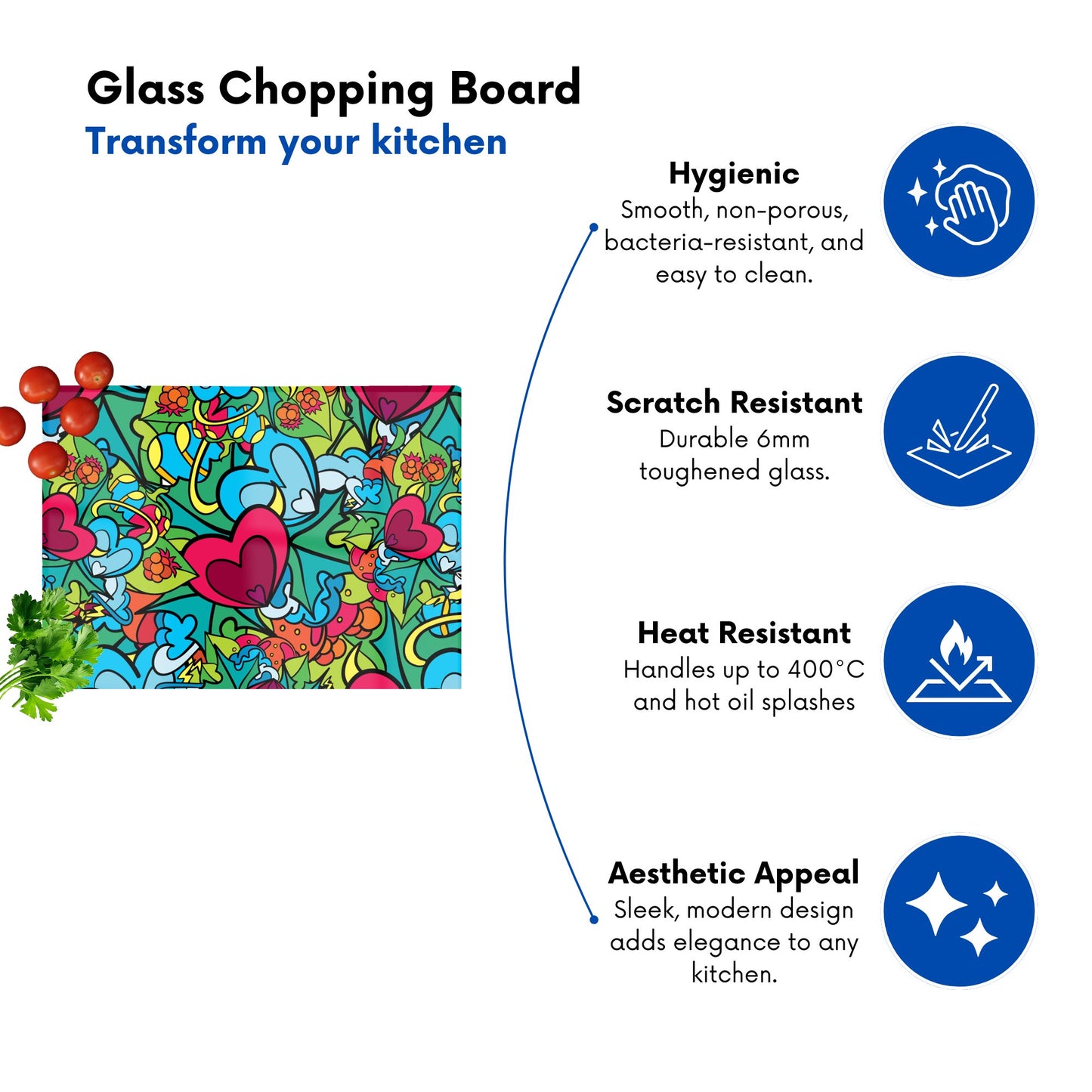Hippie Psychedelic Pattern Glass Chopping Board