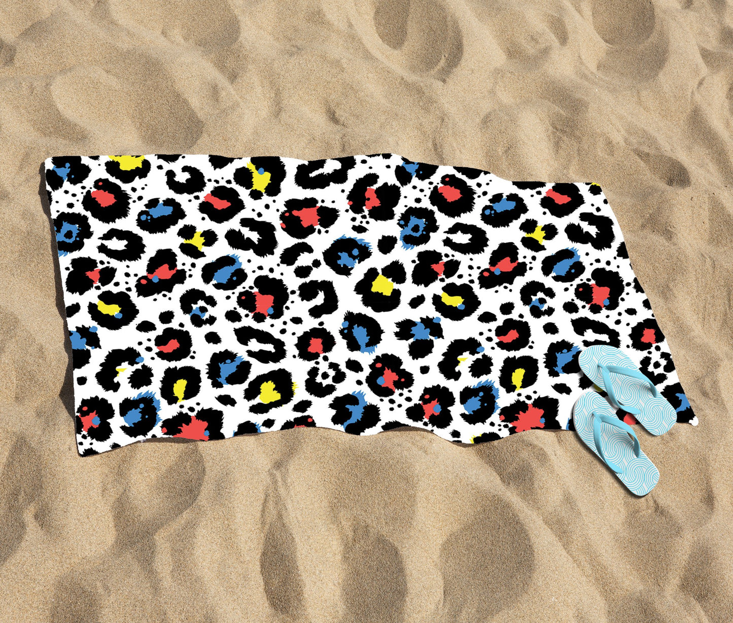 Coloured Leopard Print Beach Towel