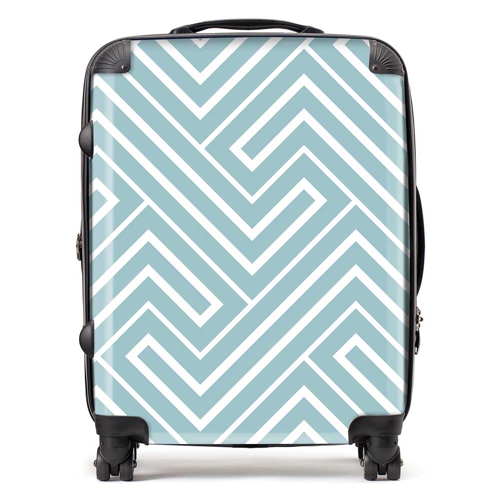 Blue And White Geometric Pattern Suitcase