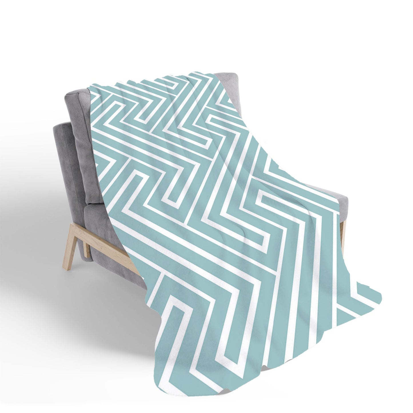 Blue And White Geometric Pattern Sherpa Blanket