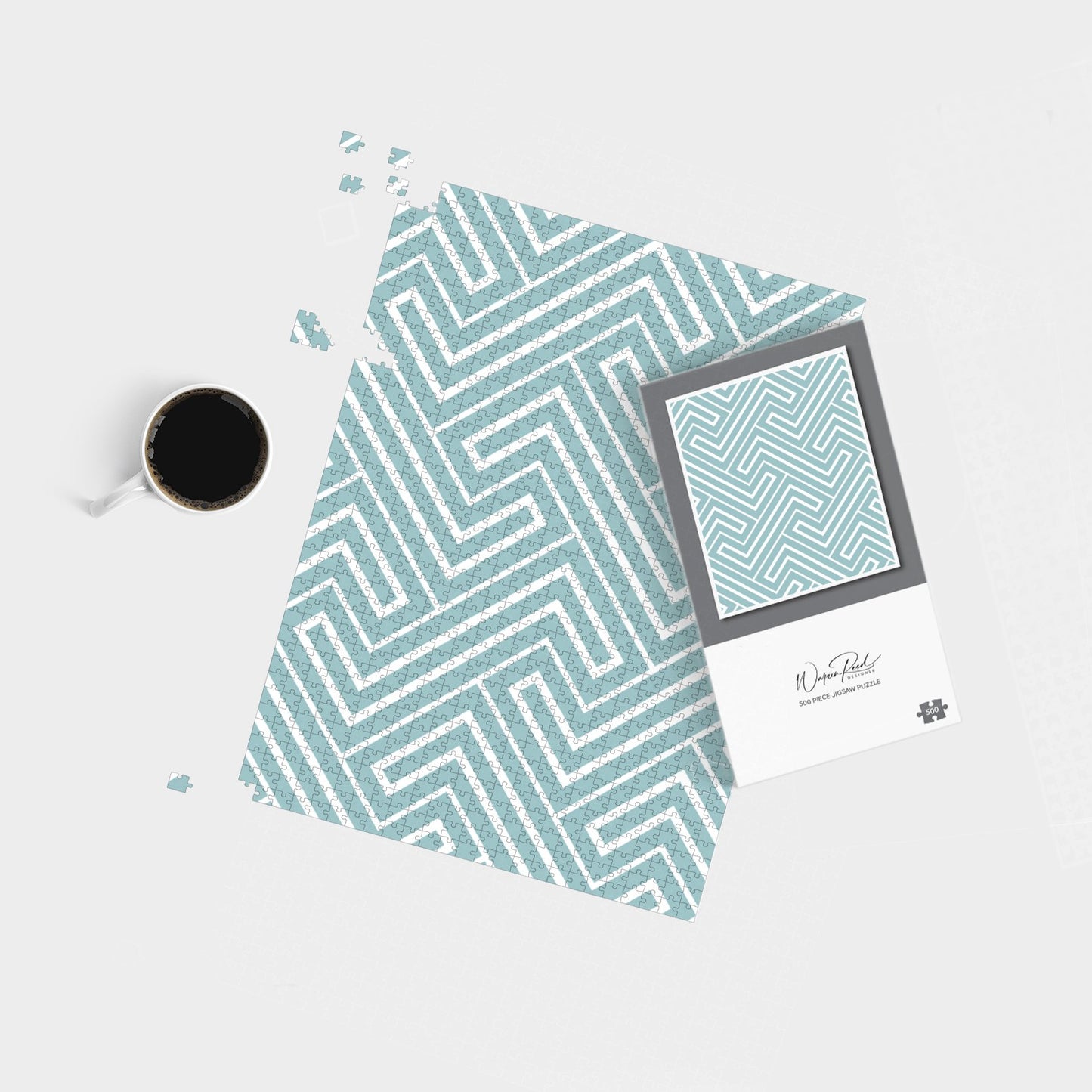 Blue And White Geometric Pattern Jigsaw Puzzle