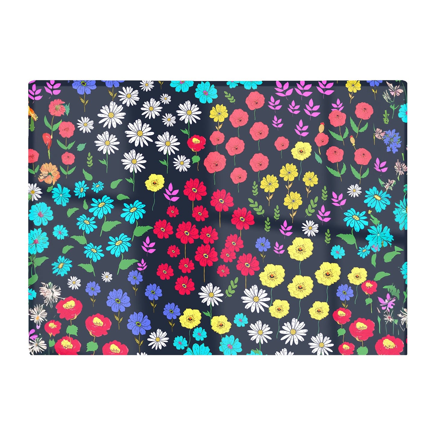 Multicoloured Flower Pattern Glass Chopping Board