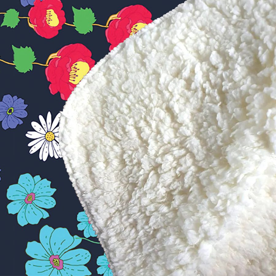 Multicoloured Flower Pattern Sherpa Blanket