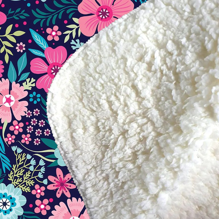Cute Colourful Flower Pattern Sherpa Blanket