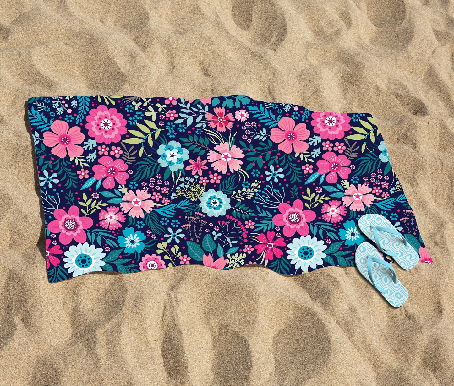 Cute Colourful Flower Pattern Beach Towel
