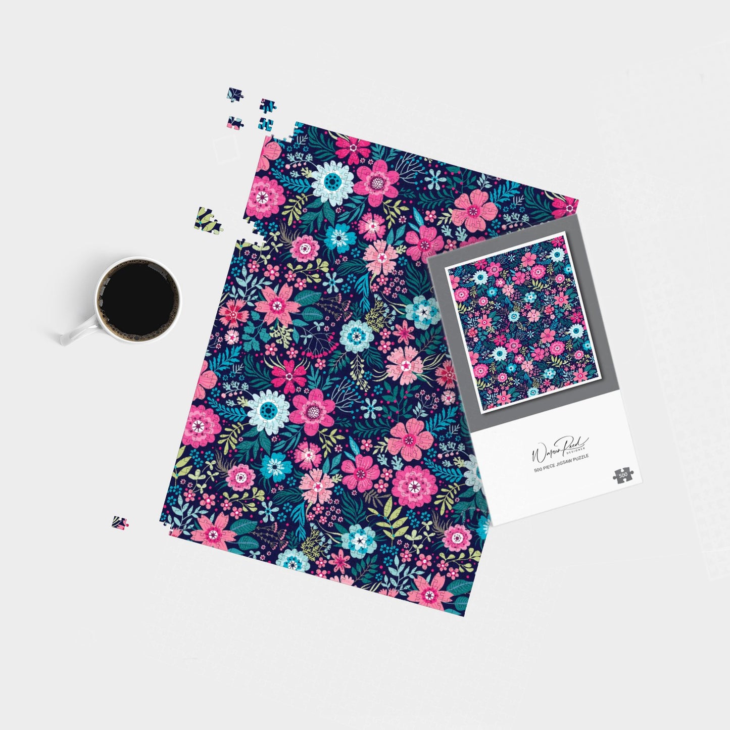 Cute Colourful Flower Pattern Jigsaw Puzzle