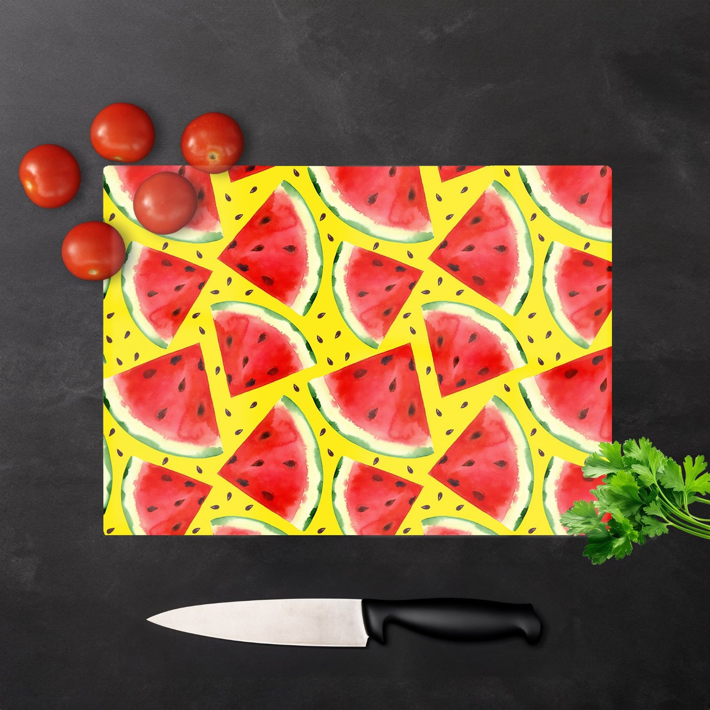 Watermelon Pattern Glass Chopping Board
