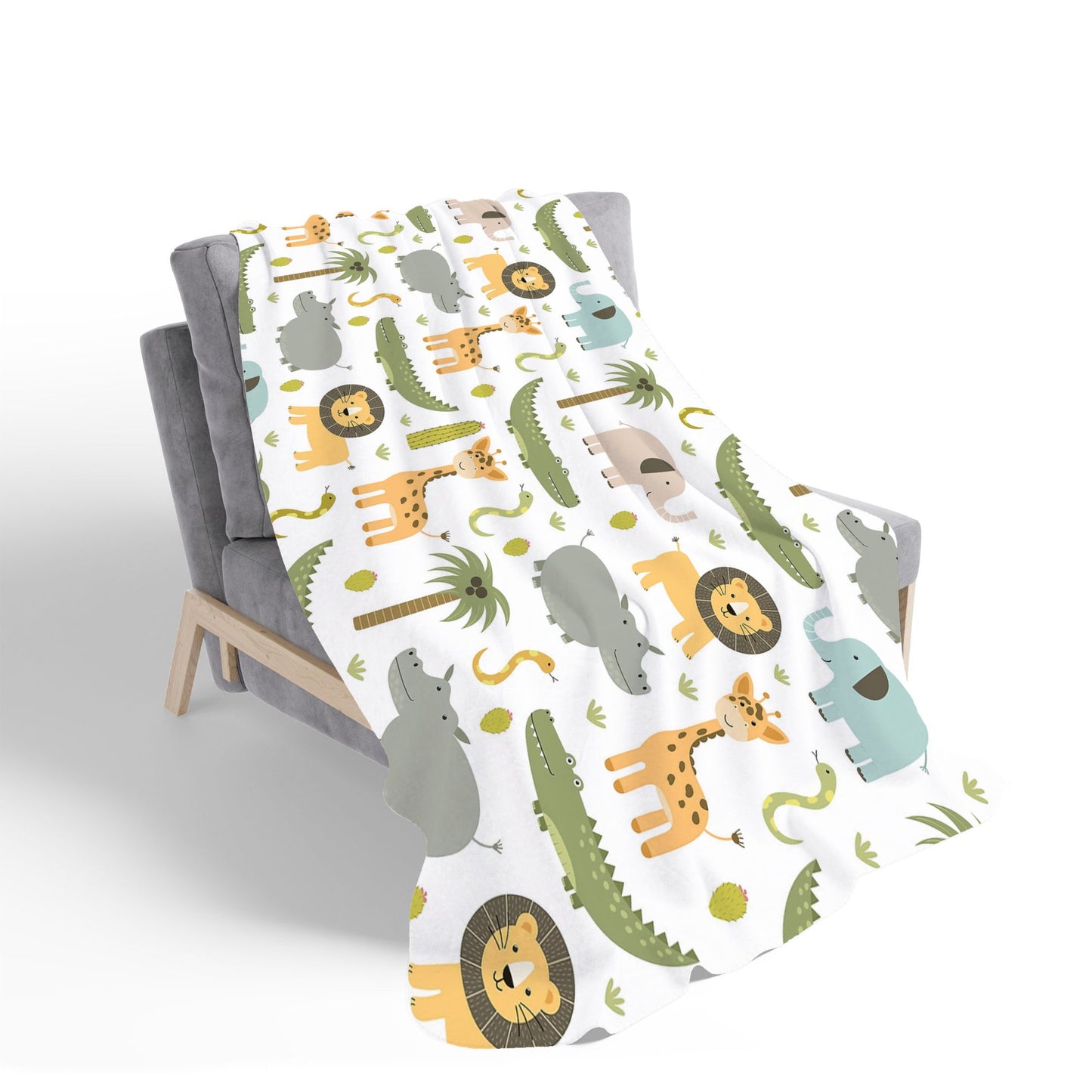 Cute Safari Animals Sherpa Blanket
