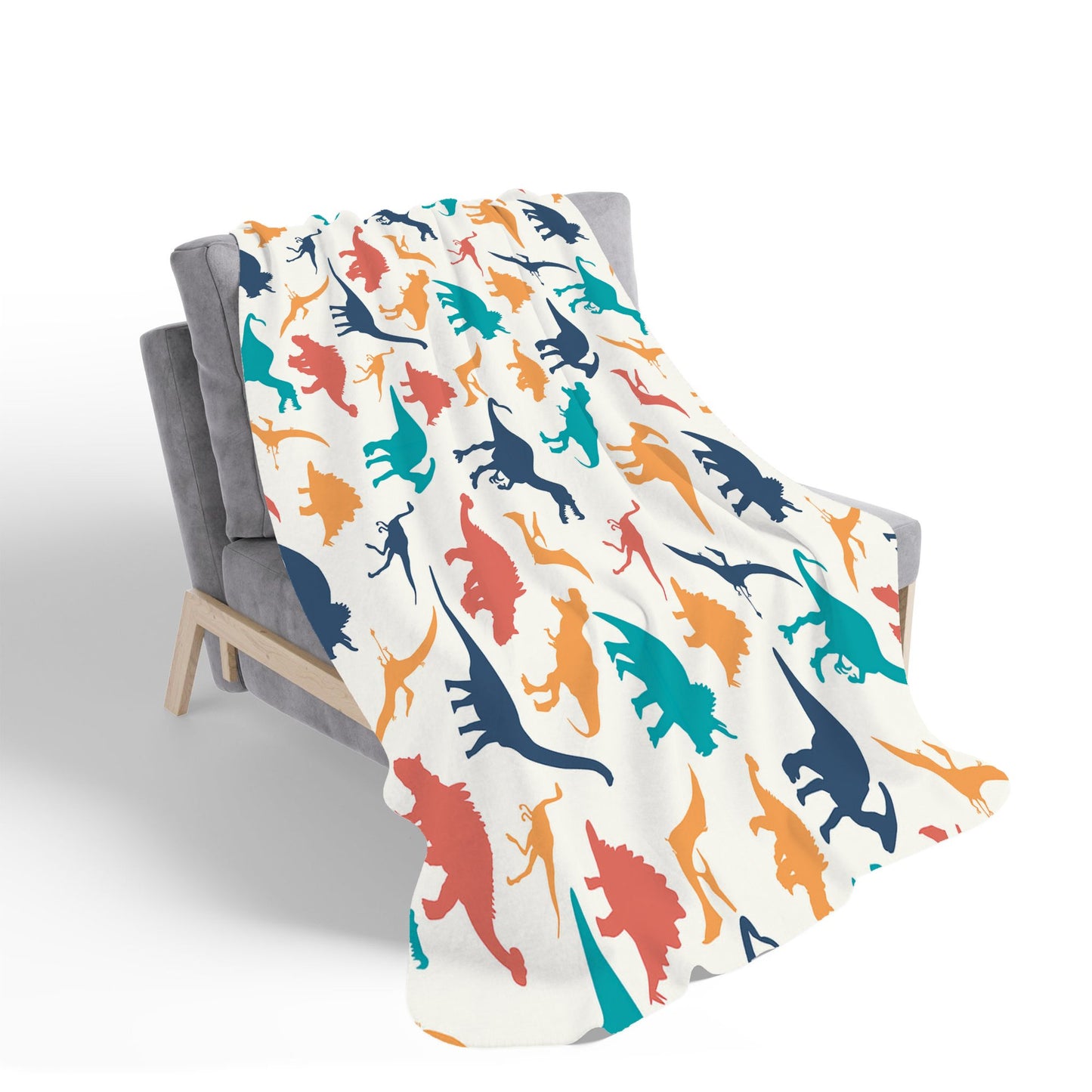 Multicoloured Dinosaurs Sherpa Blanket