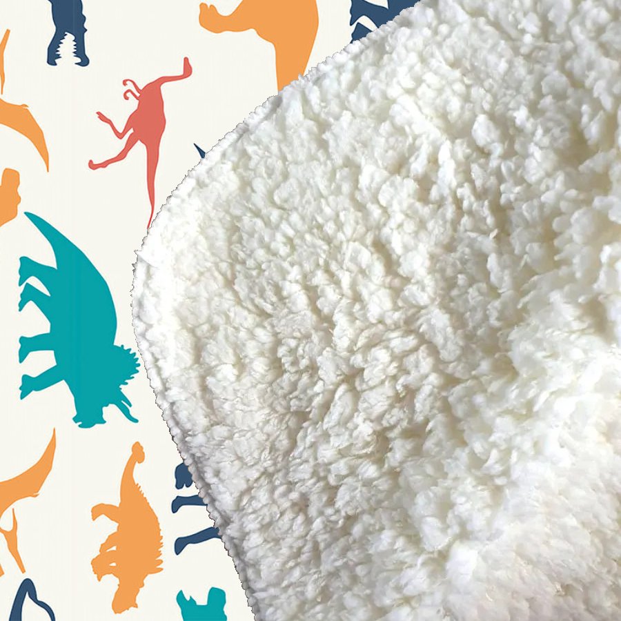 Multicoloured Dinosaurs Sherpa Blanket