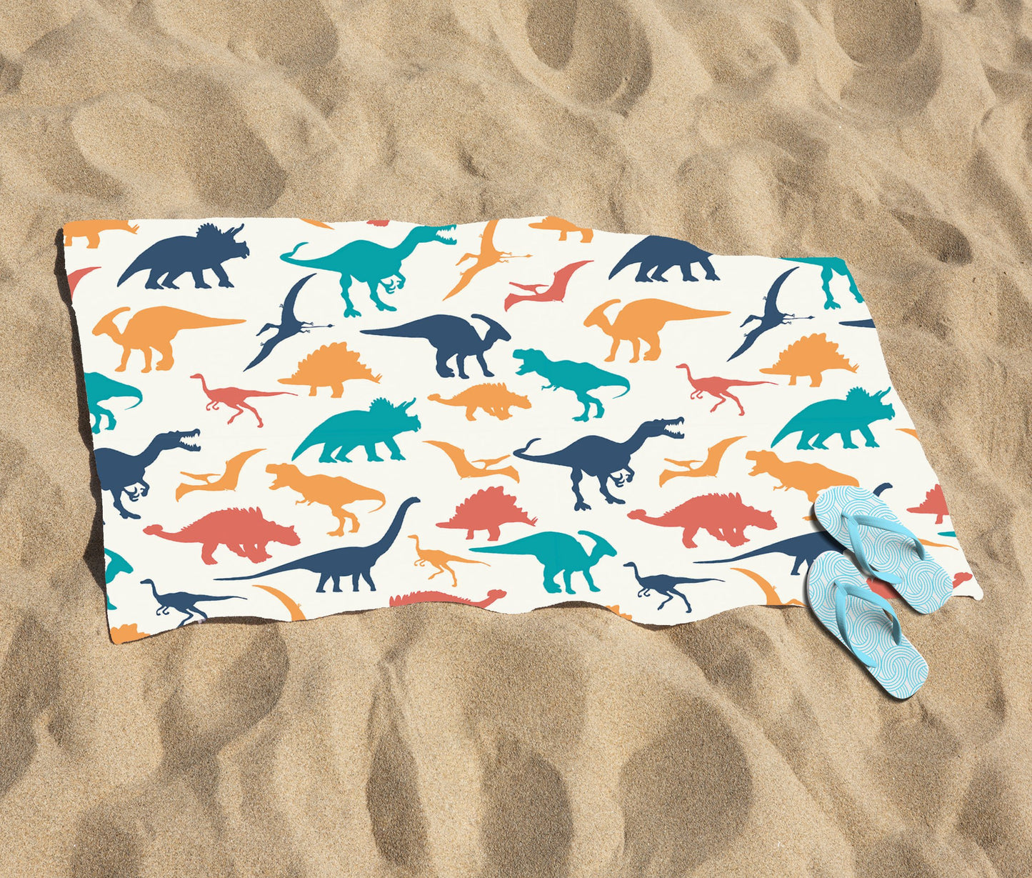 Multicoloured Dinosaurs Beach Towel