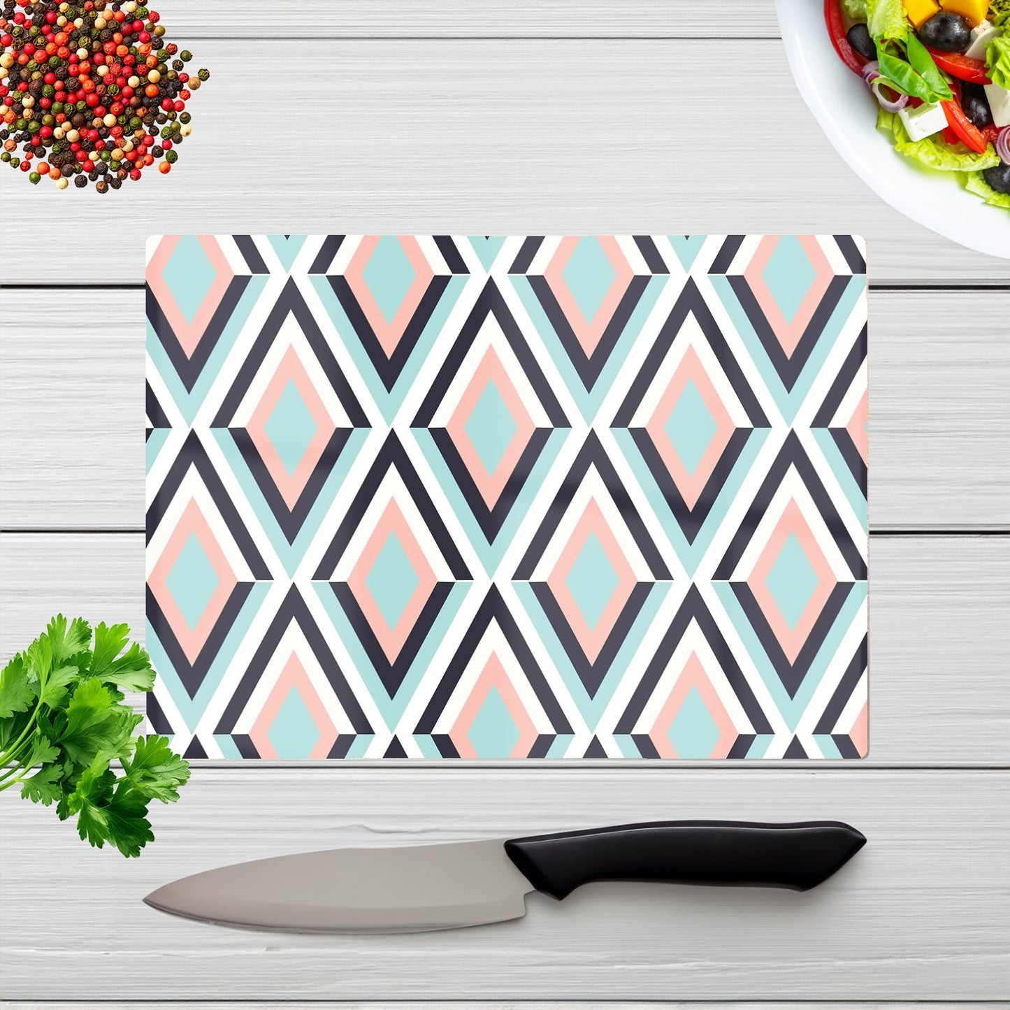 Zig Zag Abstract Pattern Glass Chopping Board